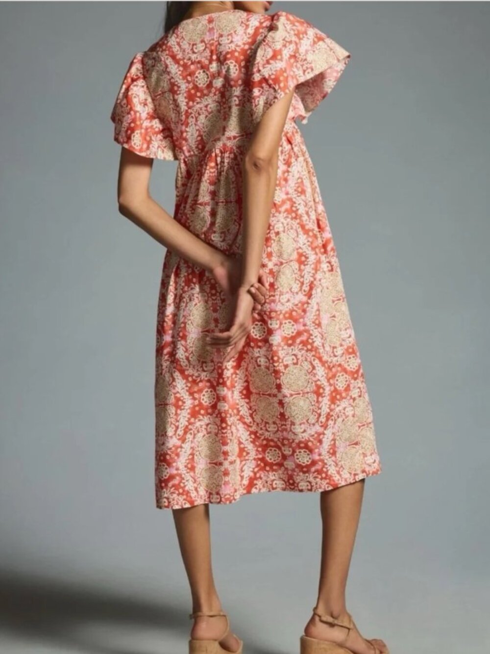 Maeve for Anthropologie Flutter-sleeve Dress, Sz L - Picture 2 of 4